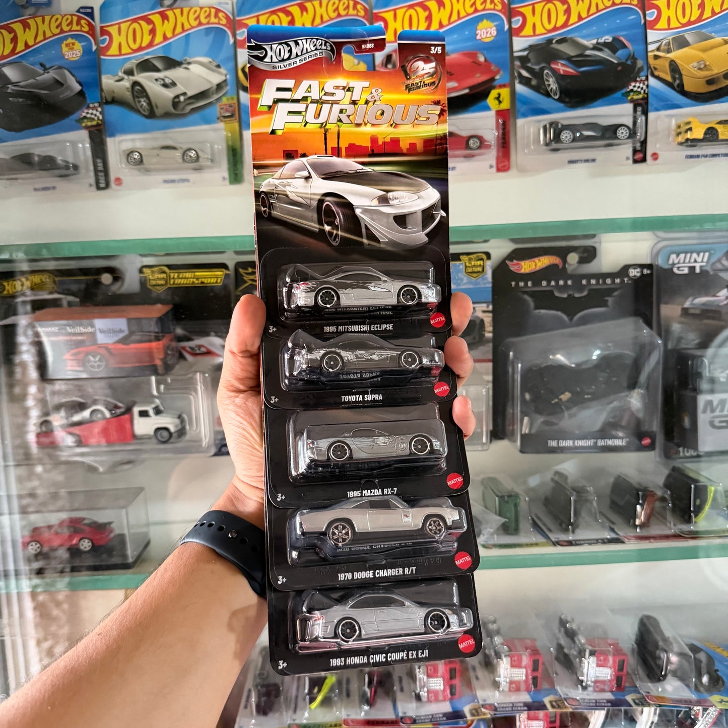 Fast & Furious Silver Series Set of 5 Car, 25th Anniversary Set, Hot Wheels