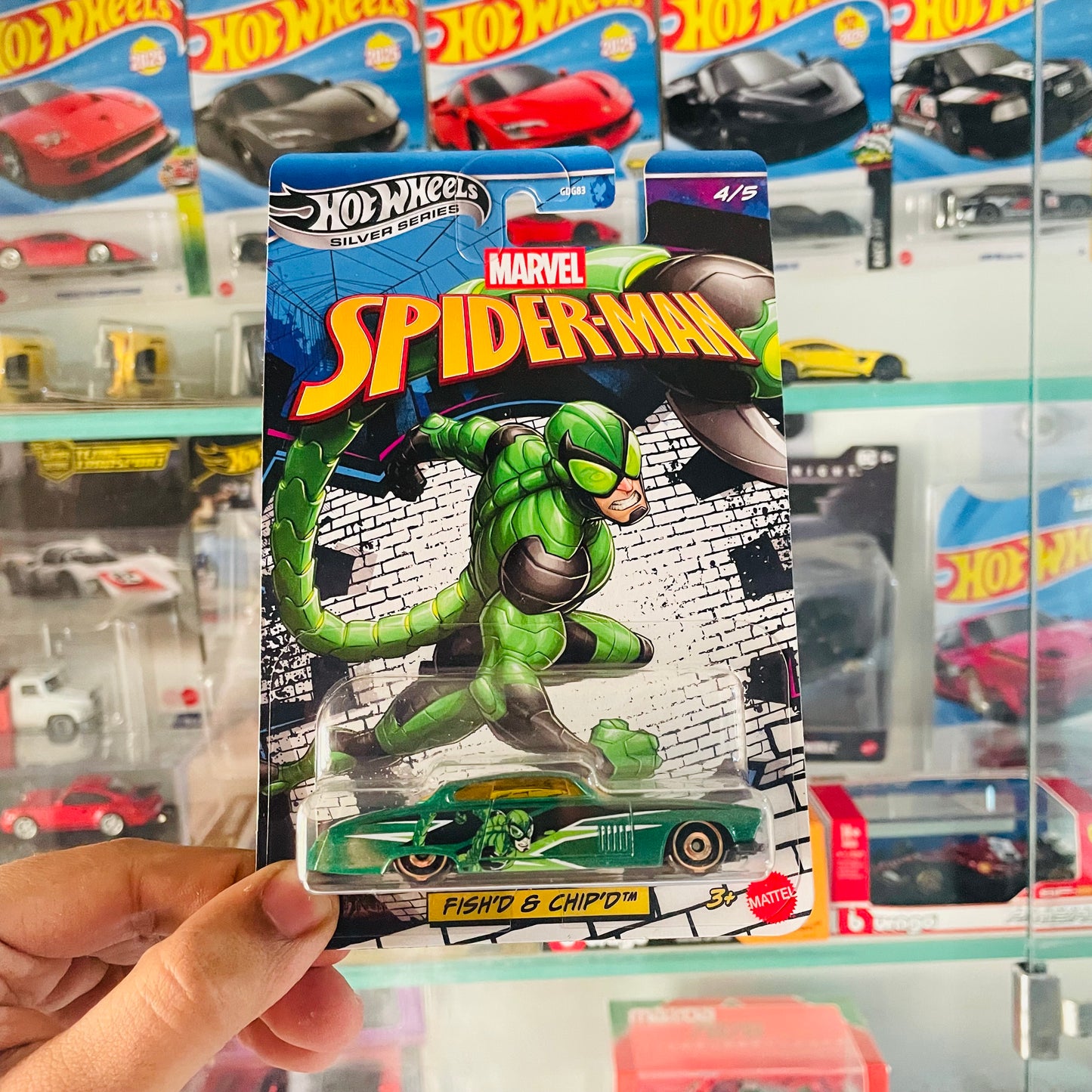Marvel Spiderman, Fish’d & Chip’d, Hot Wheels Silver Series